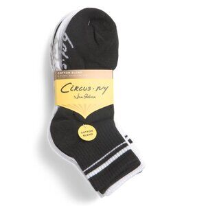CIRCUS BY SAM EDELMAN White/Black 6pk Varsity Striped Ankle Socks